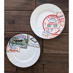 Set Of 2 Vintage Revol France Decorative Collectable Cheese Plates New Cow Goat